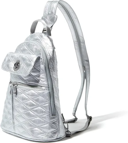 Vista 4 de Baggallini Mochila convertible de Nápoles, Colcha metálica plateada, talla única