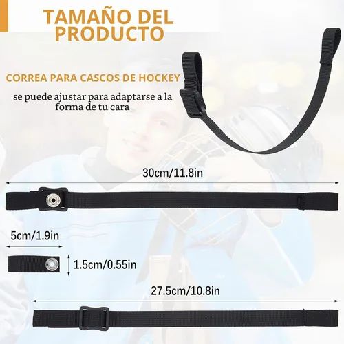 Vista 2 de Hockey Helmet Chin Strap Single Snap Detachable Sports Strap Replacement Ear Loops adjustable buckle Accessory Repair Kit
