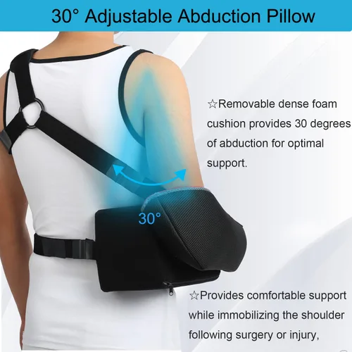 Vista 3 de Eslinga universal de abducción de hombro con almohada de abducción de 30° con correa de 3 puntos para ejercicio ajustable, inmovilizador