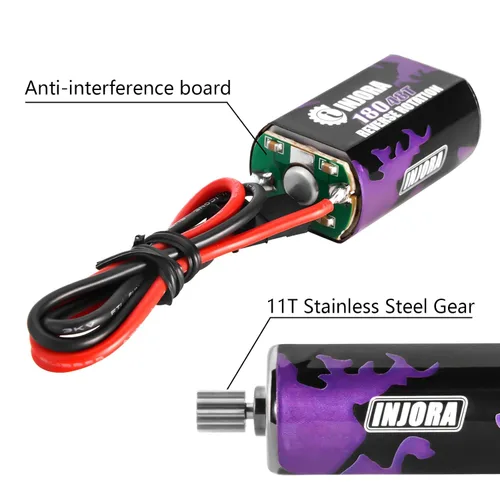Vista 4 de INJORA 180 PRO 48T - Motor cepillado púrpura con piñón de acero para TRX4M