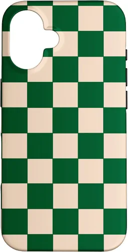 Vista 32 de Funda de tablero de ajedrez a cuadros blanco crema verde para iPhone 17