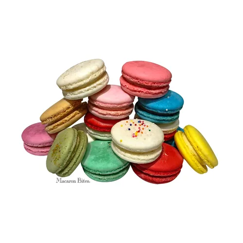 Vista 8 de Macaron Bites® - Macarons franceses azules y blancos, caja de regalo de galletas gourmet