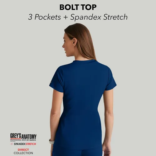 Vista 2 de BARCO Grey's Anatomy Spandex Stretch Direct - Camiseta médica con cuello en V para mujer