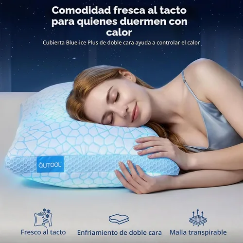 Vista 2 de QUTOOL CertiPUR-US - Juego de 1 almohadas refrescantes mejoradas para dormir, de espuma viscoelástica triturada, tamaño estándar, para personas que