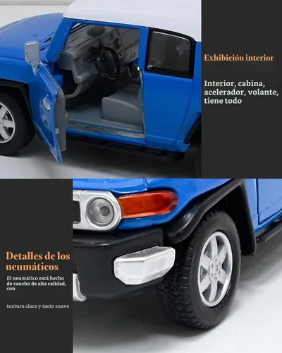 Vista 3 de Kinsmart Sky Blue Toyota FJ Cruiser SUV 1/36 Escala Diecast Car