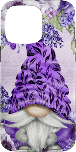 Vista 21 de Funda estética para iPhone 16 con diseño de anémonas de gnomo morado y lavanda