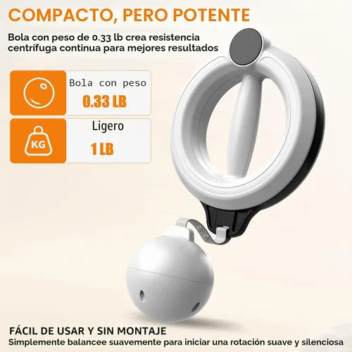 Vista 5 de Infinity Hoop for Arms 360° Hand-Crank Arm Trainer for Home Workouts White