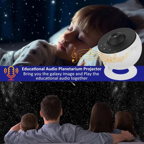 Vista 4 de Proyector de planetario para dormitorio, proyector de luz de galaxia de estrellas con nebulosa vía láctea, luz nocturna LED para techo con Negro