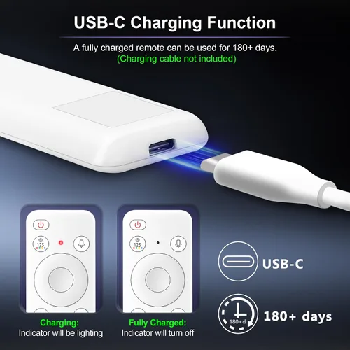 Vista 4 de Control remoto recargable con voz para Samsung - Control remoto inteligente para TV, reemplazo compatible para televisores inteligentes Samsung