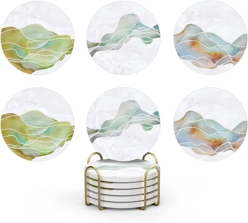 Vista 14 de UMIRRO Posavasos para decoración de mesa de café, posavasos rústicos retro bohemios de granja, tapetes absorbentes para tazas para mesa de madera