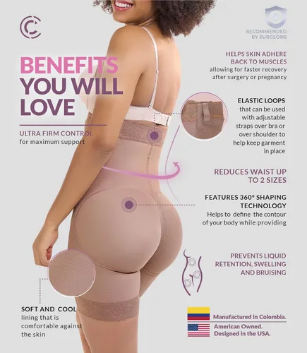 Vista 2 de CURVEEZ Faja de compresión para después de la cirugía de cintura alta, faja moldeadora para después de Lipo, BBL, abdomen