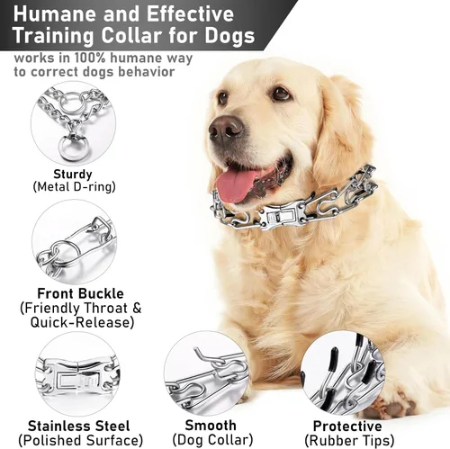 Vista 3 de DEYACE - Collar ajustable de acero inoxidable para perros Collar de entrenamiento de protección humanitaria con hebilla de aleación de zinc