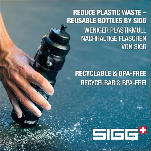 Vista 4 de SIGG - Botella de agua deportiva - WMB Sports Black - Con tapa deportiva de 3 etapas - Fabricado en Suiza - A prueba de fugas - Ligero - Metal