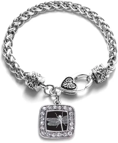 Vista 76 de Pulsera de dijes cuadrados de plata con joyería de circonita cúbica