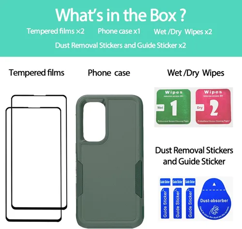 Vista 250 de Jeylly Compatible con Samsung Galaxy A22 5G Funda, Funda Samsung A22 5G con 2pcs protectores de pantalla de vidrio templado