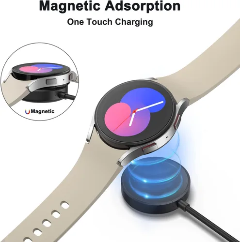 Vista 4 de Vancle Cargador de pared rápido para Samsung Galaxy Watch 8/8 Classic/7/6/5/4/3/Active 2/Active, 3.3 pies magnético USB carga cable Dock soporte