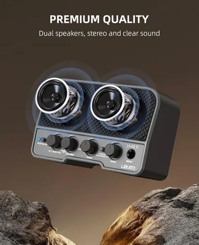 Vista 5 de LEKATO Mini amplificador de guitarra eléctrica recargable de 5 W, canales limpios/sobremarchados, amplificador pequeño portátil para práctica