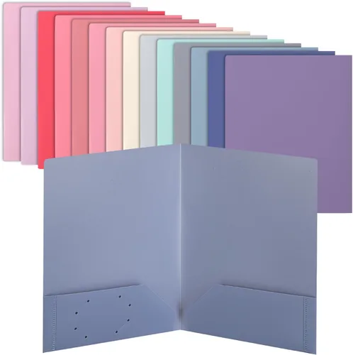 Vista 11 de Mr. Pen - Carpetas de plástico con bolsillos, 5 piezas, colores surtidos, carpetas con bolsillos Aesthetic File Folder with Business Card Slot
