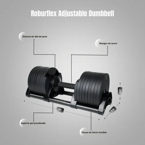 Vista 5 de Adjustable Dumbbell (Single) 5-40/80lb, 5lb Increments, for Home Gym Fitness - Upto 20 weight settings