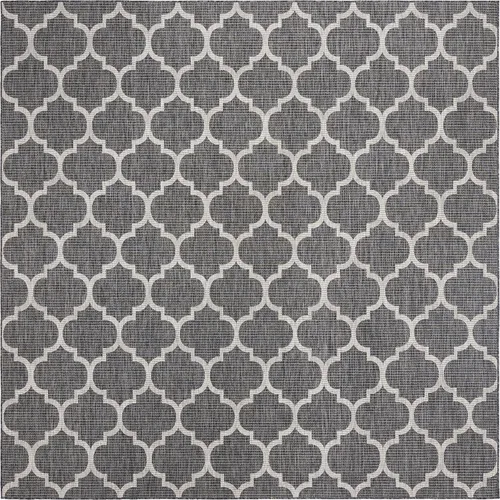 Vista 13 de Unique Loom Outdoor Trellis Collection Alfombra de Área (5' 1" x 8' Oval, Aguamarina/Gris)