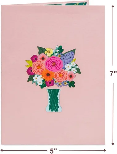 Vista 2 de Paper Love Carta desplegable 3D, arreglo floral, día de la madre, para todas las ocasiones, funda de 5 x 7 pulgadas, incluye sobre y etiqueta de nota