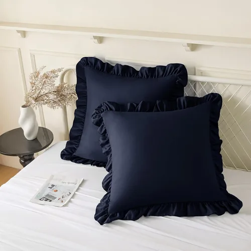 Vista 25 de KKJIAF Paquete de 2 fundas de almohada con volantes de 18 x 18 pulgadas