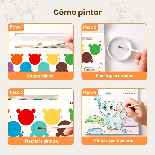 Vista 6 de Libros de pintura con agua Jar Melo para niños pequeños, actividad de pintura de acuarela sin desorden para niños de 1-3, 2-4, 4-6 años, regalo