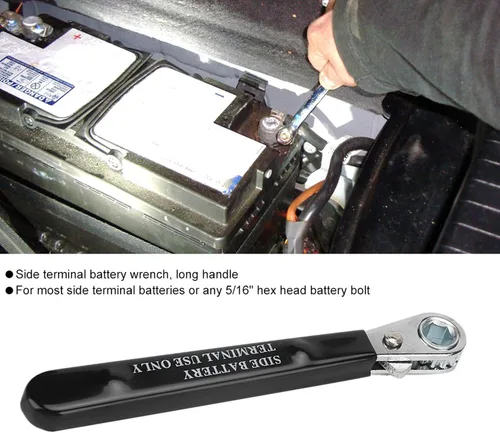 Vista 2 de Llave de batería de terminal lateral de 5/16 pulgadas, herramienta de trinquete de 6 puntos con mango aislado para reparación de automóviles, se