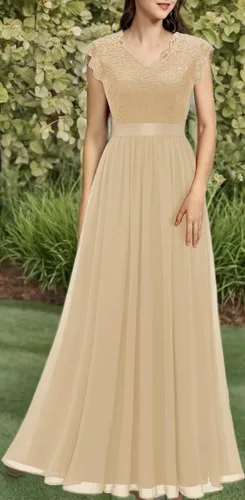 Vista 145 de Dressystar - Vestido de dama de honor, sin mangas, con cuello en V, para fiesta de boda