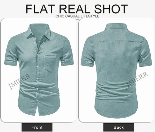 Vista 129 de JMIERR Camisas de vestir a rayas con botones y manga corta para hombre