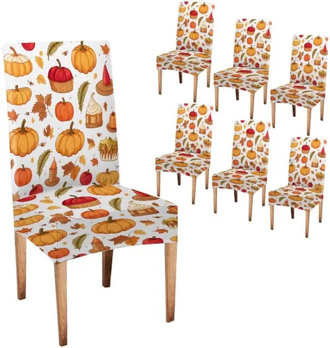 Vista 56 de CAPSCEOLL Christmas Dining Chair Covers,Snowflakes Festive Winter Pattern Stretch Chair Covers for Dining Room Set of 2 Washable Spandex Parson