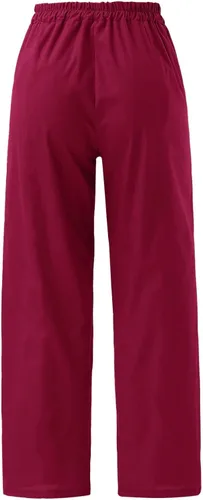 Vista 7 de Maternity Pants for Women Womens Solid Color Casual Pants Flower Prints Trousers Elastic Waist Pockets Wide Leg