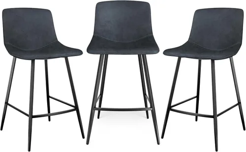 Vista 16 de 5Rcom Juego de 2 taburetes de bar de altura de mostrador de 600 libras, taburetes de cocina de 24 pulgadas con respaldo, sillas de bar modernas
