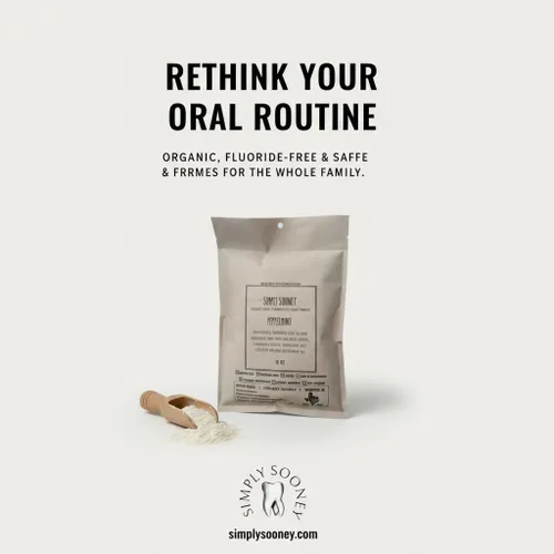 Vista 2 de Simply Sooney Polvo de dientes orgánico sin flúor orgánico remineralizante, fórmula I dientes más fuertes I aliento fresco I con xilitol