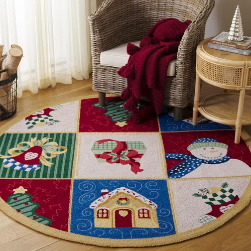 Vista 8 de SAFAVIEH Alfombra decorativa de lana hecha a mano de 2 x 3 pies, colección Chelsea, diseño de temporada, blanco y multicolor, ideal para entrada
