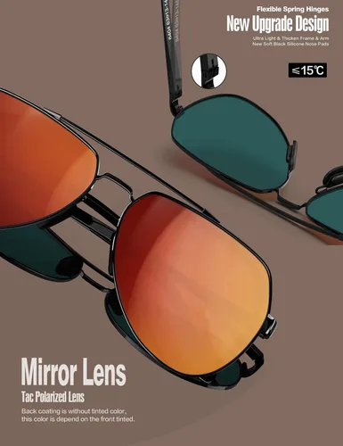 Vista 4 de LUENX Lentes de sol de aviador para hombres y mujeres, polarizados, marco de metal grande, protección UV 400