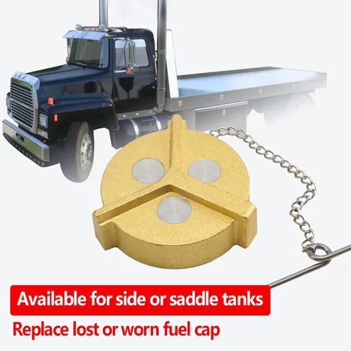 Vista 3 de Tapa de combustible de sillín no bloqueable para tanque Compatible con camiones pesados Ford L-Class de 1990-1998, diámetro de 2-1/4, rosca NPSF