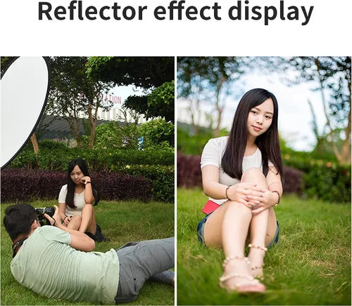 Vista 8 de Godox Reflector de luz de fotografía ovalado plegable de 24"x36"/60x90cm 5-in-1 Multi-Disc Foldable Diffuser with Carrying Bag - Gold, Silver
