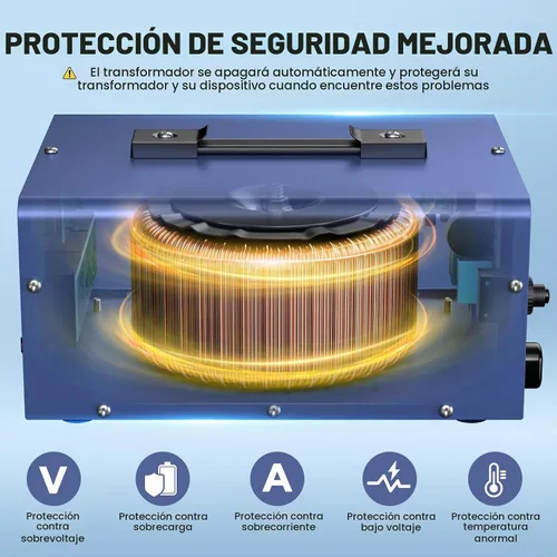 Vista 4 de Transformador convertidor de voltaje de 5000 W, elevador y descendente, 110 V/120 V a 220 V/240 V, reconocimiento automático de voltaje, convertidor