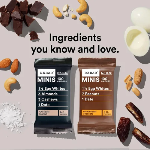 Vista 4 de RXBAR Minis - Barras de proteínas, snack de proteínas, barritas de aperitivos, paquete variado, caja de 7.3 onzas (8 unidades)