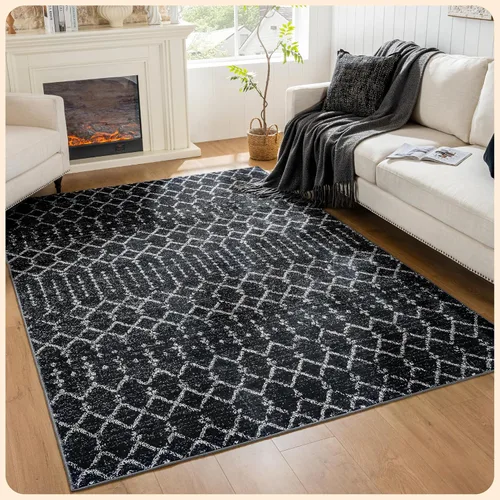Vista 365 de Istana Alfombra larga antideslizante de 2.5 x 8 para el hogar, para pasillo y cocina, lavable, sedosa y suave al tacto, elegante, color azul y marfil