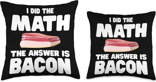 Vista 3 de Bacon Themed Clothes For Meat & Bacon Lovers Lover I Did The Math The Answer is Bacon - Almohada de 16 x 16 pulgadas, multicolor