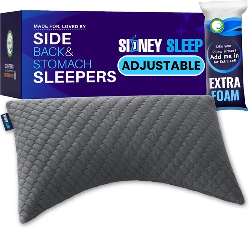 Vista 26 de Sidney Sleep Almohadas curvas ajustables para soporte de cuello y hombros con relleno extra triturado, almohada de contorno cervical para personas