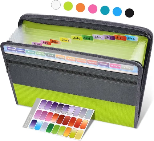 Vista 14 de Sooez - Organizador de archivos de acordeón con cierre de seguridad, carpeta expandible de 8 bolsillos con funda frontal para lápices, organizador