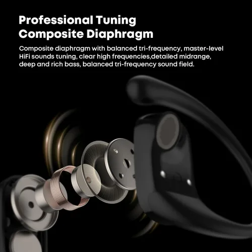 Vista 8 de Auriculares Bluetooth de conducción de aire, IPX5 impermeables de conducción de aire, audífonos sobre la oreja con micrófono, auriculares sobre