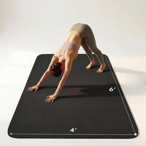 Vista 9 de Esterilla grande de yoga de 6'x 4' (72"x 48") — Esterilla de ejercicio extra ancha de 1/4" y 1/3" de 183cm x 122cm, gran esterilla de ejercicio