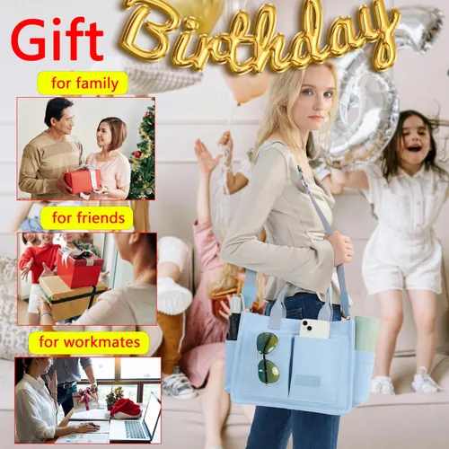 Vista 7 de Bolso de lona para mujer, bolsos cruzados para mujer, bolsos de trabajo para computadora portátil, bolso grande de mano para enfermera o profesora