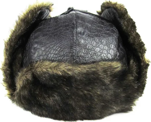 Vista 5 de Mezcla de lana de aviador cazador de soldado con orejeras Ushanka Esquimal, bombardero ruso, cálido, invierno frío