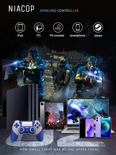 Vista 2 de Niacop Wireless Controller 2023 Latest Upgrade play-station 4 controller compatible P4 3ProSlimPC, P4 controller dual-shock 4 with Back button Dual
