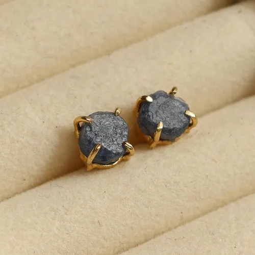 Vista 43 de Gempires Natural Raw Prong Setting Stud Earrings, 8-10 mm Crystals Earring, Handmade Jewelry, Gift for Her